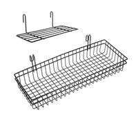 Luxshiny 2pièces Panier Suspendu Mural Métal Noir Panier de Rangement Réglable Fer pour Cuisine Bureau Salle de Bain Panneau Mural à Grille Noire Étagère Suspendue Polyvalente
