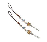 Luxshiny 2pièces Pendentif Moulin à Prières Tibétain Om Padme Hum Décoration Suspendue Pour Voiture Fenêtre Ou Porte Accessoire Pour Rétroviseur Sacoche à Main