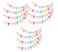 Luxshiny 3 Ensembles Dentelle De Drapeau De Fanion Tissus Bannière Du Festival Bannières Lin Drapeaux Banderoles Banderole Triangle Imitation Colorful 4 Pièces * 3