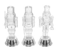 Luxshiny 3 Pièces Figurine Casse-Noisette Lumineuse de Noël, Soldat | Plastique Composants Électroniques, Accents Noix Apparents, Présentation Fixe, Réunions Familiales et Petites Fêtes