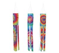 Luxshiny 3 Pièces Manche à Air Coloré en Polyester, Léger, Réutilisable | Motif Tie-dye, Agité le Vent, Décoration Suspendue pour Parade