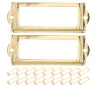 Luxshiny 30 Pièces Porte-étiquettes Vintage en Métal Doré | Identification Claire, Finition Or Mate, Installation Simple, Usage Polyvalent pour Archives et Bibliothèques