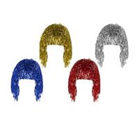 Luxshiny 4 Pièces Perruques en Soie Haute Température, Taille Réglable, Décoration Capillaire Unisexe pour Fête Poisson D'avril