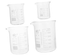 Luxshiny 4pièces Bécher De Laboratoire Verre Gradué Avec Bec Verseur Béchers Gradués Verre Pour Mesures Précises Et Stockage De Liquides