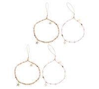 Luxshiny 4pièces Cellphone Chain Strap With Star Beads Beaded Wristlet Phone Charm For Women Lost Star Wrist Strap Phone Accessory Set