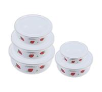 Luxshiny 5 Pièces Bols Émail avec Couvercles Ensemble de Bols Empilables pour Salades Fruits Soupe et Rangement Alimentaire pour Usage