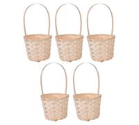 Luxshiny 5 Pièces Tressé en Bambou Poignée Flexible, Réutilisable | Léger et Portable, Égouttable Après Rinçage, pour Fleurs et Fruits, Décoration de Banquet