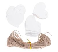 Luxshiny 500 Étiquettes en Papier Kraft Blanc de Cœur avec Corde en Lin, Design Suspendu Vintage, pour Prix de Produits et Utilisation en Magasin