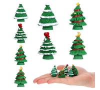 Luxshiny 8 Pièces Décorations de Noël en Résine pour Sapin, Ornements Miniatures Verts pour Bureau, Accessoires Artisanaux Réalistes et Mignons pour Micro-Paysage Intérieur Plusieurs Styles