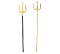 Luxshiny Accessoires de Costume de Diable 2pcs Trident en Plastique Or Design Élégant Portable pour Spectacle de Scène et Fête Halloween Couleur Aléatoire
