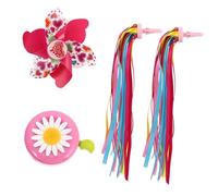 Luxshiny Accessoires Vélo Garçon et Filles 3 Pièces Pompons, Clochettes et Moulin à Vent Cœur, Rubans Multicolores pour Guidon, pour Balade en Famille