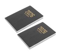 Luxshiny Agenda Quotidien Bureau 2026 Noir en Papier Pu, Lot de 2 Petits Agendas Compacts pour Gestion Temps et Organisation Polyvalente