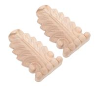 Luxshiny Appliques en Bois Sculpté 2pcs Décoration de Meubles et Cabinets Non Peint Détails Minutieux Bois Beige pour Maison Vintage