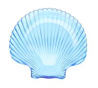 Luxshiny Assiette à Fruits en Verre Cristal Bleu, Plat Décoratif Coquillage Transparent, Assiette Plate de Service 1 Pièce pour Présentation Fruitée et Décoration Intérieure