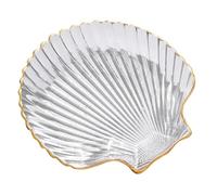 Luxshiny Assiette Délicate en Verre Forme Coquillage Or, Porte-desserts Pratique et Résistant, pour Restaurants et Hôtels, Design Unique et Élégant