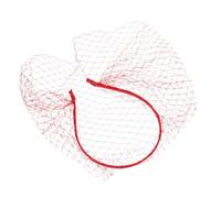 Luxshiny Bandeau de Mariée Voile, Coiffe en Maille et Cristaux, Rouge, Protection Solaire, Couverture Complète du Visage, pour Femmes, Mariages et Événements Formels