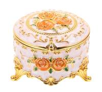 Luxshiny Boîte à Bijoux Ronde Émaillé Avec Motif De Rose Organisateur Décoratif Pour Colliers Bracelets Et Boucles Oreilles Pour Rangement Élégant à Domicile