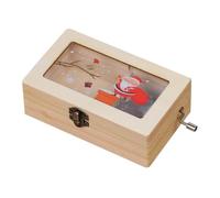 Luxshiny Boîte à Mélodie en Bois à Manivelle Décoration de Bureau Noël Musique Manuelle Ambiance Festive