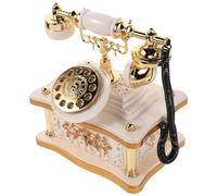 Luxshiny Boîte à Musique Vintage Téléphone à Cadran Rétro Blanc, Figurine Décorative Bureau et Maison, Ornement Musical Classique pour Salon, Entrée ou Bar - Modèle Téléphonique Ancien
