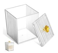 Luxshiny Boîte de Rangement pour Cosmétiques en Pet Transparent Couvercle Hermétique, Petit Organiseur de Bureau Compact pour Cotons et Accessoires de Maquillage, Salle de Bain et