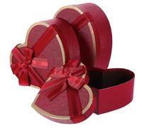 Luxshiny Boîte en carton rouge en forme de cœur 3 pièces pour boîte cadeau, pour contenir des friandises ou cosmétiques pour Saint-Valentin