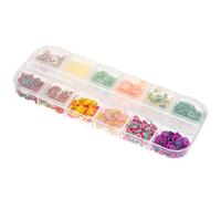 Luxshiny Boîte en Plastique Adhésives 12 Compartiments Tranches de Nail Art Fruitées 3d DIY pour Ongles et Décoration de Coques Téléphone et Autres Loisirs Créatifs