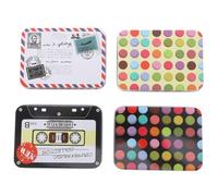 Luxshiny Boîte Rangement Carte Rectangulaire en Étain 4 Pièces Couvercles Articulés, Mini Boîte Portable Créative pour Protéger Cartes, pour Usage Quotidien