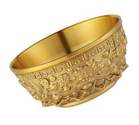Luxshiny Bol Chinois en Laiton Doré 8 CM, Bassin à Trésor Décoratif pour Maison et Bureau, Récipient à Riz Béni pour Attirer la Richesse Feng Shui