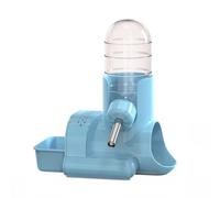 Luxshiny Bouteille D’Eau Verticale pour Hamster et Petits Animaux, Distributeur Anti-Fuite Bille de Distribution, Plastique Transparent Bleu, Compatible Cage, Cache-Cache Intégré,