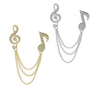 Luxshiny Broches Épingles de Col Musique 2pcs en Alliage Or et Argenté Chaînes, Facile à Porter, Style Créatif et Élégant pour Costume Masculin