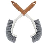 Luxshiny Brosse de Nettoyage pour Sols Ménagers Manche en Bois, Lot de 2 Brosses pour Interstices et Rainures, Accessoire de Nettoyage pour Salle de Bain et Carrelage, Brosse Portable