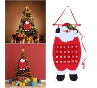 Luxshiny Calendrier de Compte à Rebours de Noël en Feutre Rouge Non-tissé Réutilisable Pochettes, Décoration de Noël Suspendue pour Maison et Magasins