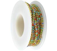 Luxshiny Chaîne à Monter Soi-même en Laiton Breloques en Strass 2mm, Flexible à Couper et Polyvalente pour Décoration de Voile de Mariée ou Téléphone, 1 Rouleau