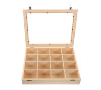 Luxshiny Coffret en Bois à 16 Compartiments avec Couvercle pour Rangement et Exposition de Spécimens de Roches, Organisateur de Collection Minérale, Vitrine à Cristaux pour Usage Éducatif