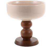 Luxshiny Coupe à Dessert Créative en Céramique Pied Haut, Bol Multifonction pour Crème Glacée et Pudding, Gobelet à Smoothie Ménager, Couleur Lait Thé Base Marron, pour Maison et Fêtes