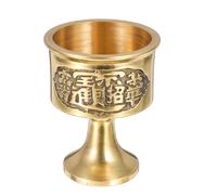 Luxshiny Coupe D'eau Bénite en Cuivre Sculpté Surface Lisse et Coins Arrondis, Récipient pour Offrandes Bouddhistes Adapté au Temple et Maison