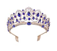 Luxshiny Couronne Baroque de Mariage Bleue Peigne en Alliage Luxueux, Accessoire de Cheveux Élégant pour Soirée et Photographie