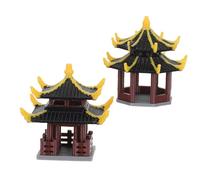 Luxshiny Décor de Paysage Bonsaï Zen Ancien Chinois Marron en Pla 2pcs, Miniature et Pagode 3,4x3,3x3,3cm pour Aquarium et Maison