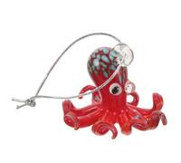 Luxshiny Décoration de Bureau en Verre Soufflé Main, Petite Figurine de Pieuvre Rouge aux Textures Fines, Brille et Renvoie la Lumière, pour Coin Café ou Bureau