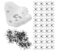 Luxshiny Décoration de Toile D'araignée Lumineuse pour Halloween en Polyester avec Fausses Araignées, Légère 300g, pour Maisons Hantées et Fêtes Effrayantes
