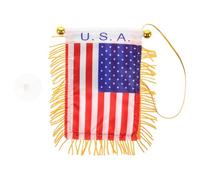Luxshiny Drapeau de Voiture Américain Double Face Pompons et Ventouse Ornement Suspendu pour Rétroviseur Intérieur Décoration Suspendue Élégante pour Accessoires de Voiture pour