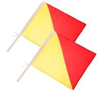 Luxshiny Drapeaux de Signalisation 2 Pcs 35x35 Cm Rouges et Jaunes Mâts 50-60 Cm, Petits Drapeaux à Main pour Équipement de Commandement, Entraînement Naval et Performance en Extérieur