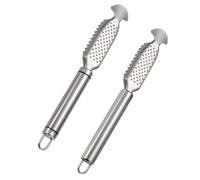 Luxshiny Écailleur Poisson en Acier Inoxydable 2 Pcs Double Manche Ergonomique, Outil Multifonction pour Écaillage Rapide et Nettoyage du Ventre de Poisson, Ustensile la Cuisine Pratique