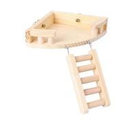 Luxshiny Échelle Bois pour Hamster avec Plateforme Bois Naturel Escalade pour Hamsters Nains Accessoire de Cage pour Exercices et Divertissement Beige