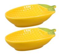 Luxshiny Ensemble 2pcs Plaques en Céramique Créatives de Maïs, Plats à Desserts Élégants et Résistants la Chaleur, pour Apéritifs et Dîners de Thanksgiving