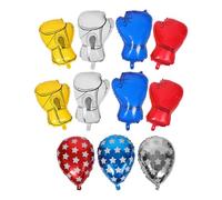 Luxshiny Ensemble de 11 Ballons en Aluminium Thème Boxe Moufles et Paquet de Frappe Gonflables, Décoration Légère et Interactive pour Fête D'anniversaire Sportive