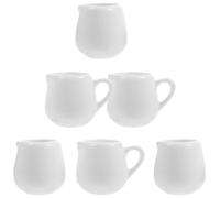 Luxshiny Ensemble De 6 Pots À Lait En CéRamique Blanche 4.8 Cm Avec PoignéE Et Sans PoignéE Pour Café CrèMe Sauce Mini Pot À Lait Porcelaine