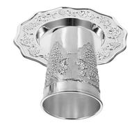 Luxshiny Ensemble De Tasses Kiddouch Argentées avec Soucoupe, Lot, Acier Plaqué Argenté, pour Célébrations Juives, Fêtes De Pessa'h Et Shabbat
