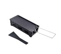 Luxshiny Ensemble Mini Grill à Fromage Portable Antiadhésif avec Plaque de Cuisson Noire, Spatule Incluse, Manche en Acier Résistant à Haute Température, pour Barbecue, Camping Cuisine