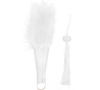Luxshiny Éventail Pliant Vintage en Plume et Dentelle Blanc, Construction Robuste, Accessoire Photo pour Fête Costumée ou Halloween